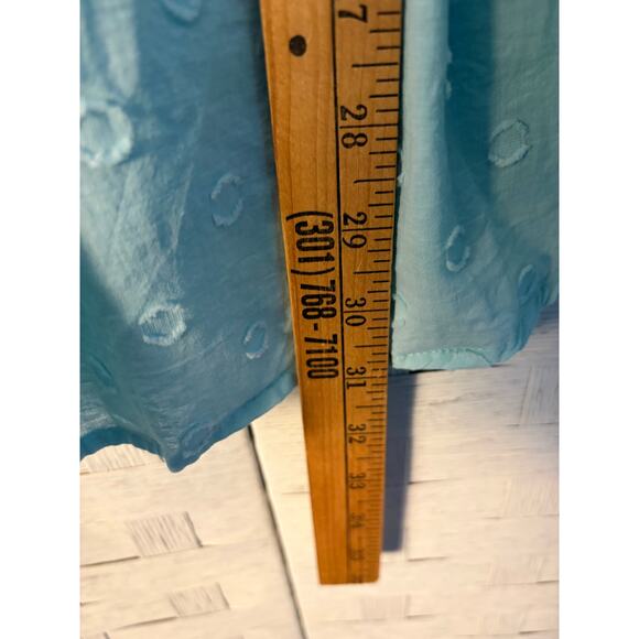 Torrid womens tunic blouse teal eyelet embroidered blue sleeve Bohemian plus Sz - Picture 8 of 10